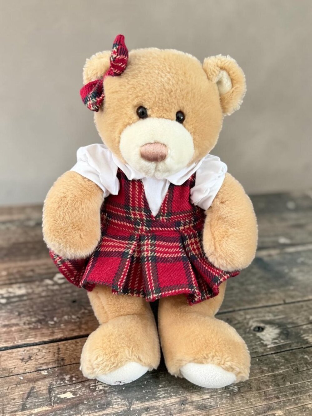 Brooke Brothers Teddy Bear Red Plaid Dress Plush Holiday Christmas Preppy Toy